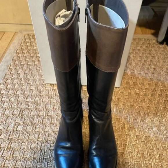 Sesto Meucci tall Daisy boots in black nappa with tan border - Picture 3 of 9